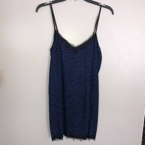 Jenni Lace Trim Chemise Navy Leopard Print